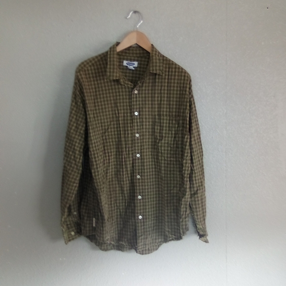 Olive Green Checkered Men's Shirt - Picture 1 of 3